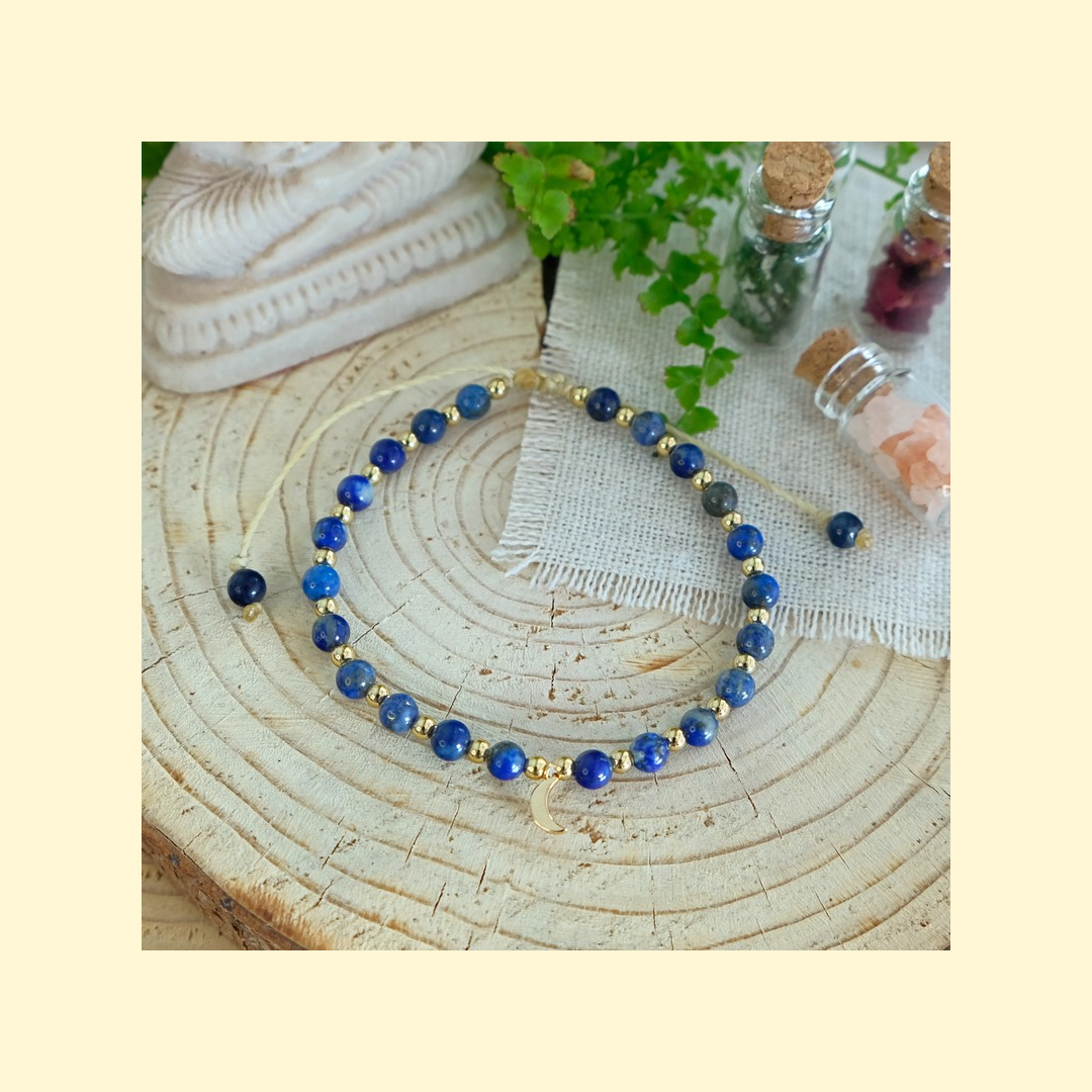 Náramek - minerál - lapis lazuli - měsíček