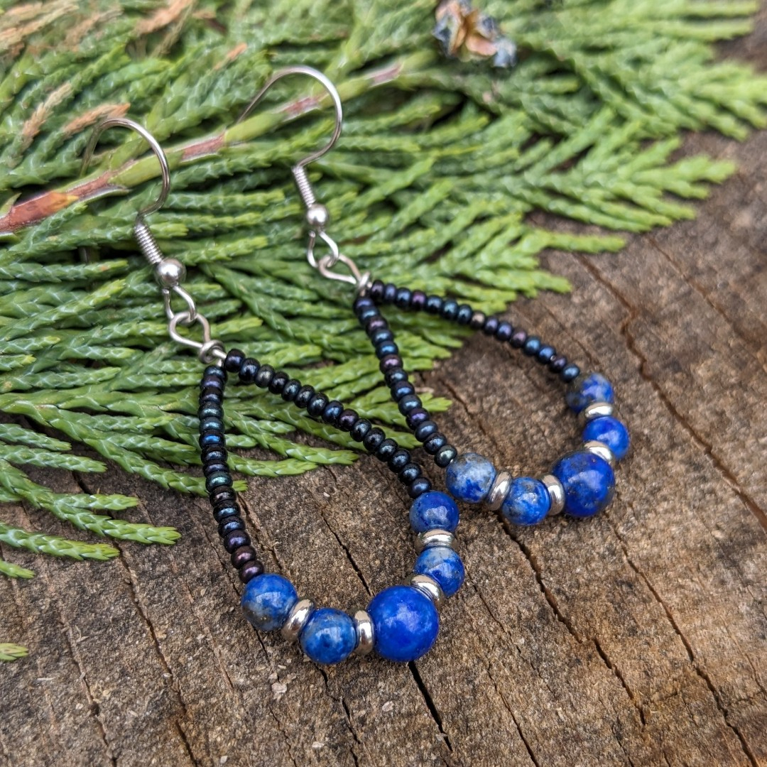 Náušnice lapis lazuli a chirurgická ocel