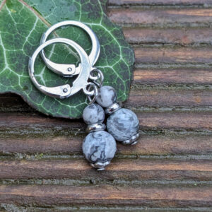 Naušnice z minerálního kamene krajinového jaspisu