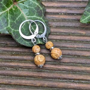 naušnice z minerálního kamene obrázkového jaspisu