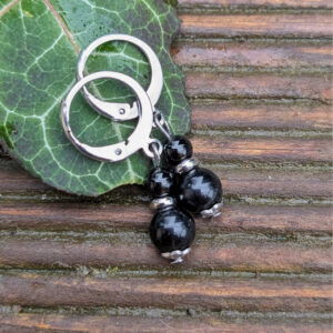 Naušnice z minerálního kamene obsidiánu